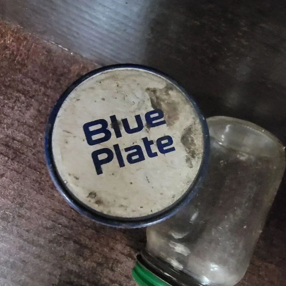 Vintage Blue Plate Real Mayonnaise Jars 4.5 Inches Lot of 2 Blue Green Lids
